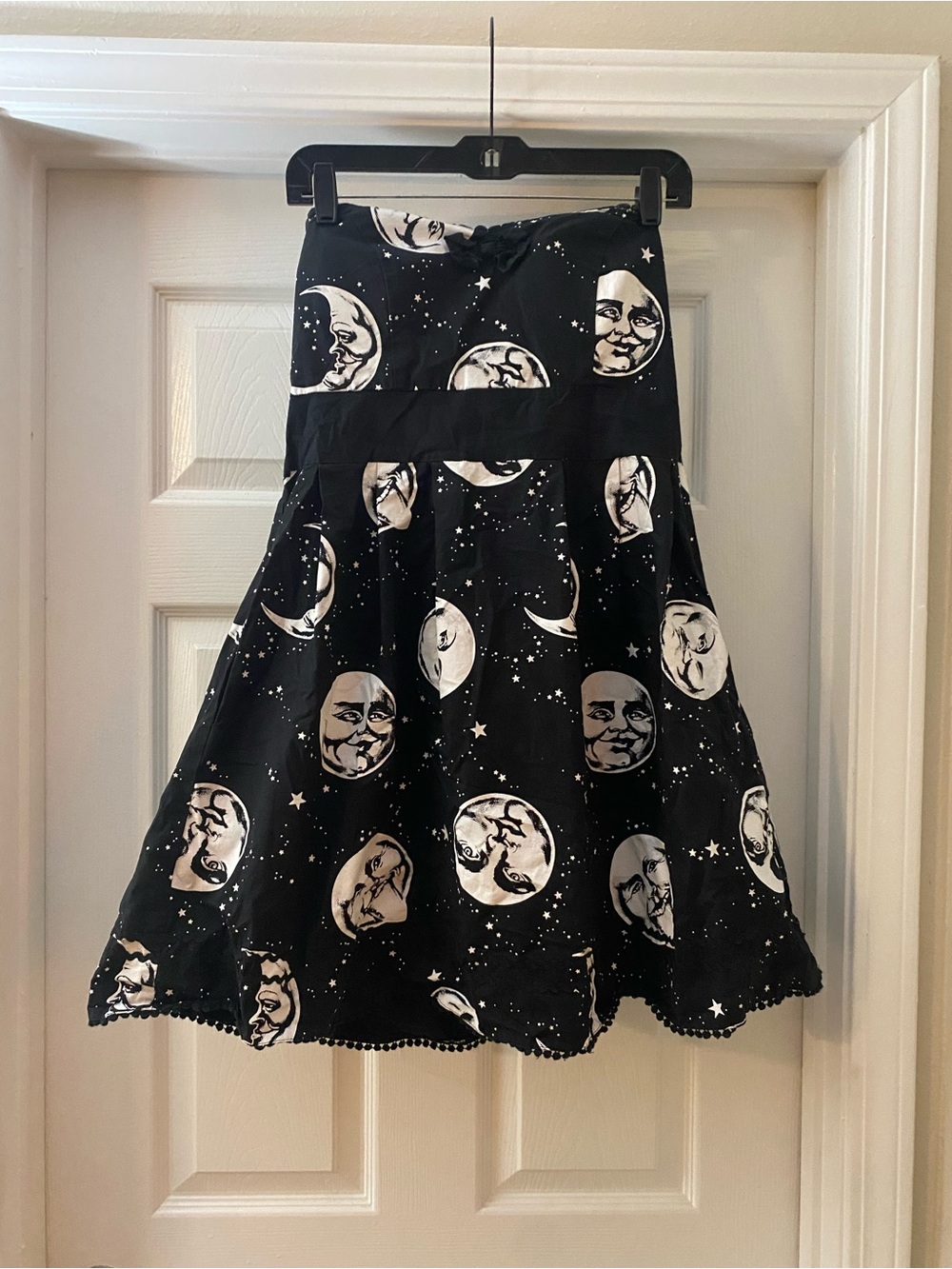 Sourpuss. Celestial Moon Print Black A-Line Dress. Strapless. Halloween/Punk. XL